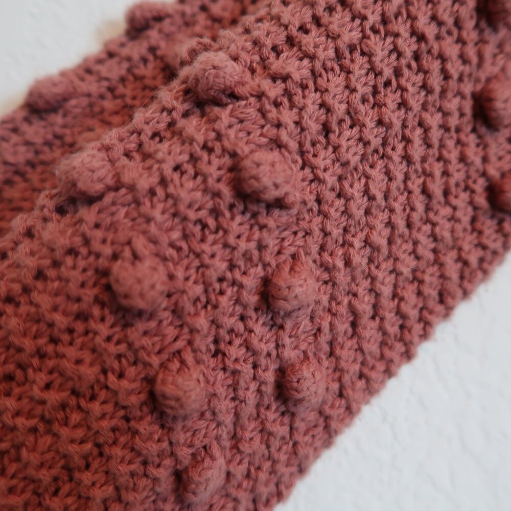 Madewell Mauve Blush Pom-Pom Sleeve Open Front Knit Cardigan Sweater, Size Small - Picture 6 of 8